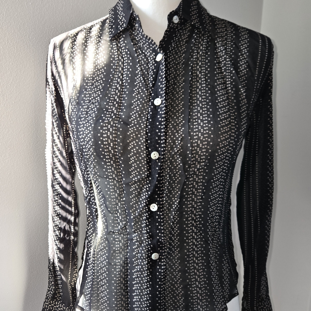 The Limited Black and White Silk Top